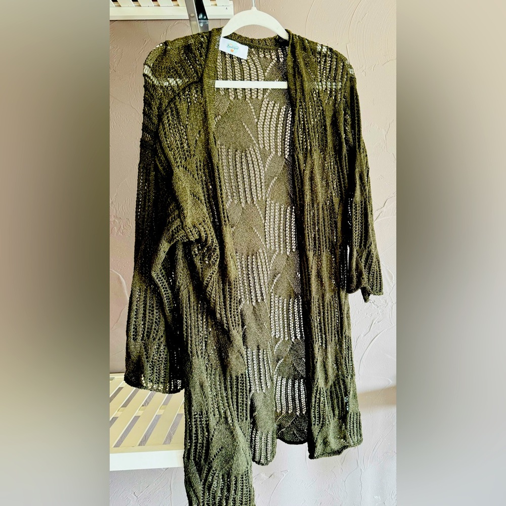 Long Olive Green Cardigan